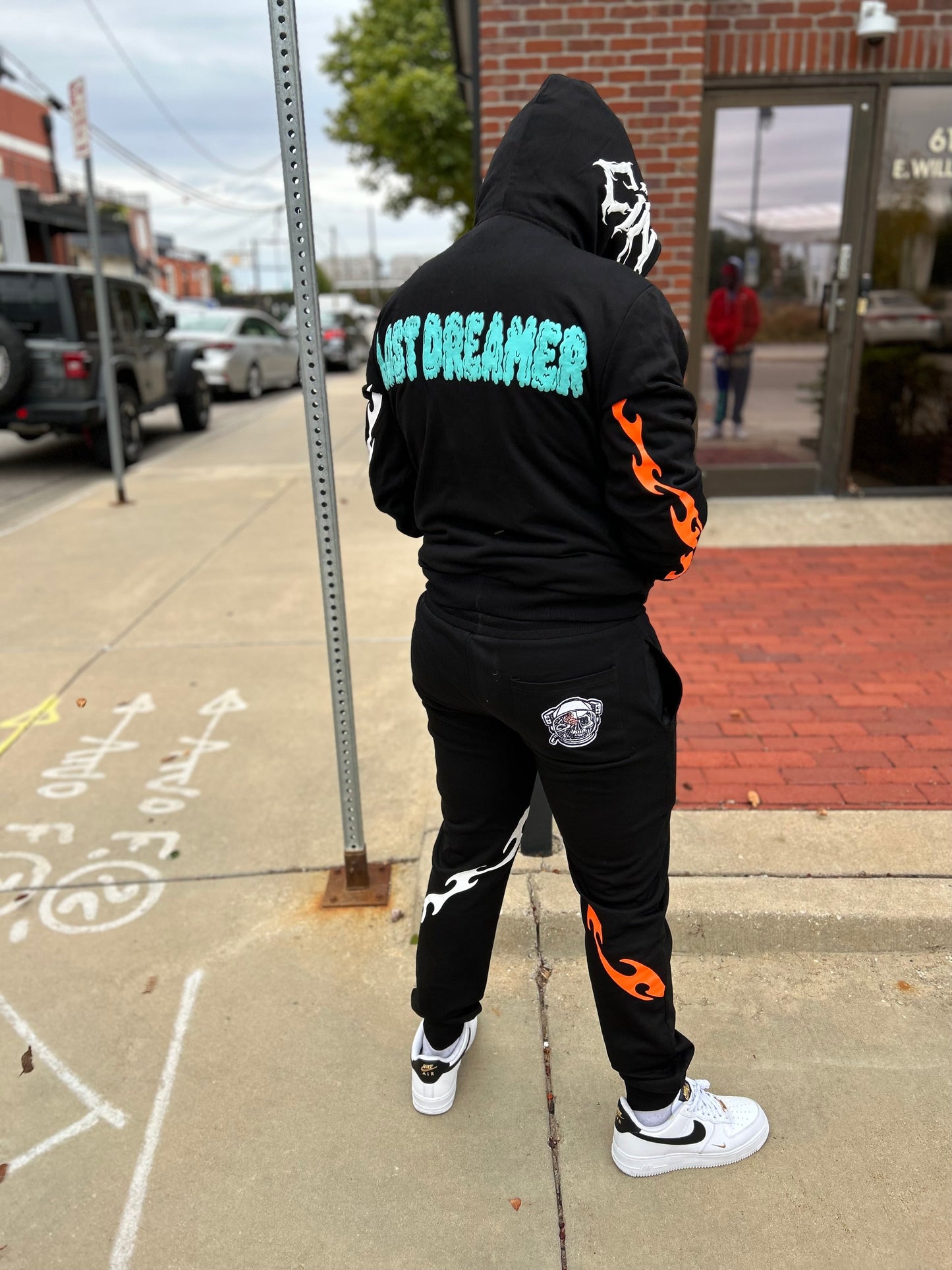 Black/Orange "Caged Heart" Sweats