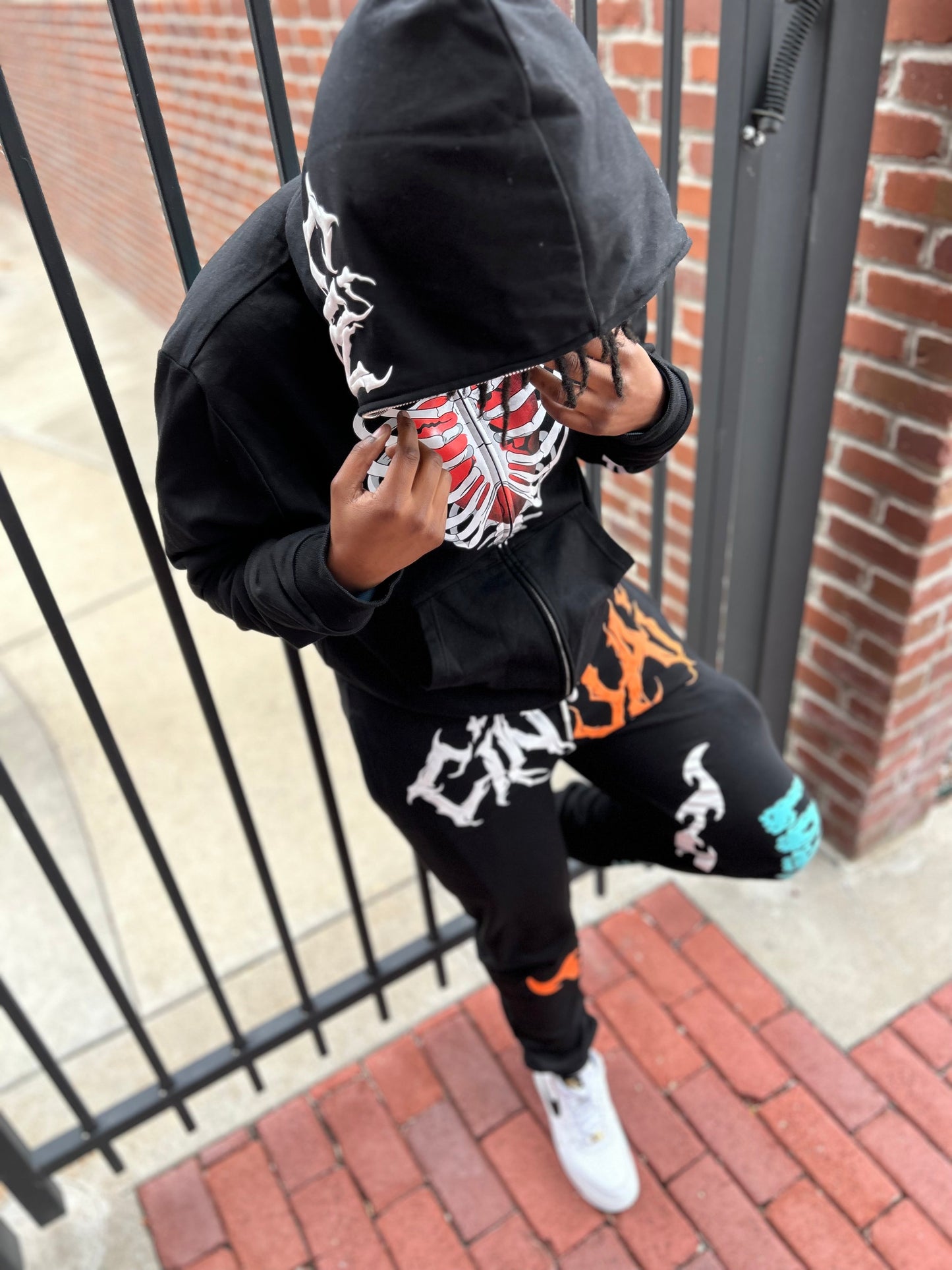 Black/Orange "Caged Heart" Sweats