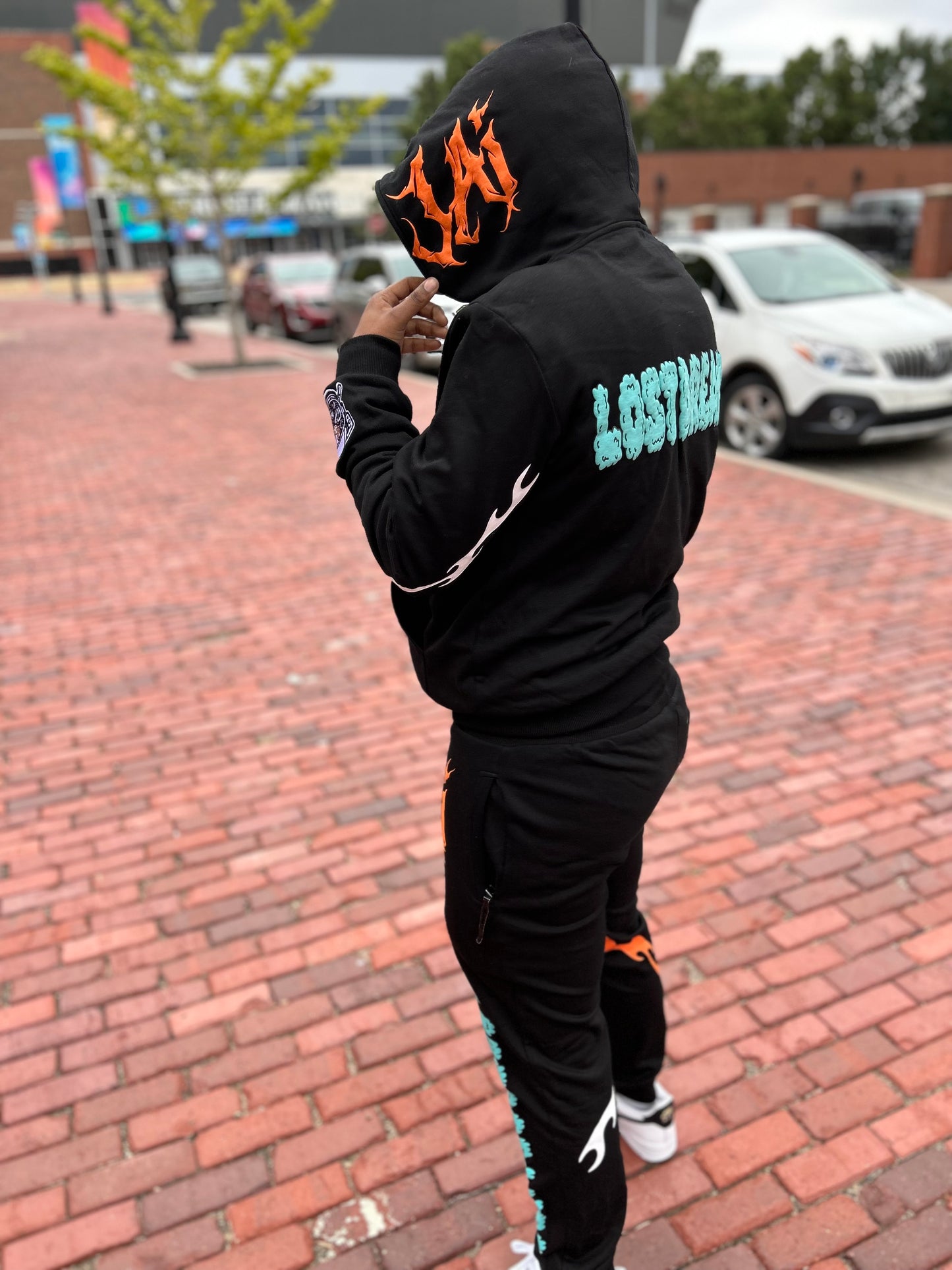 Black/Orange Full-Zip "Caged Heart" Jacket