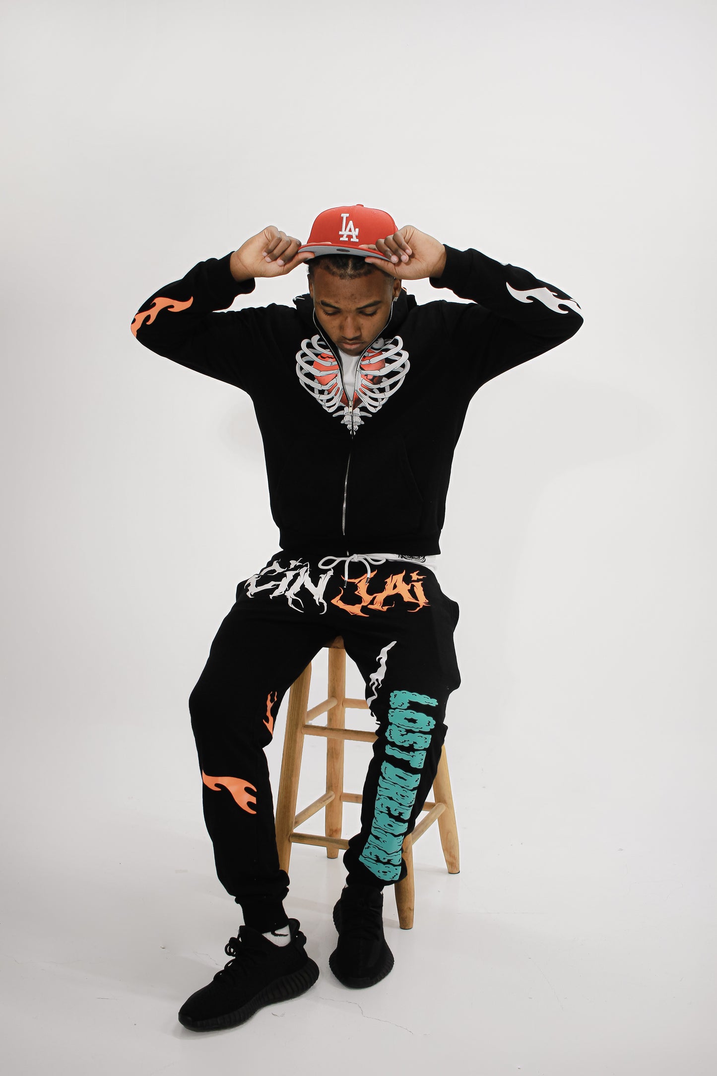 Black/Orange "Caged Heart" Sweats