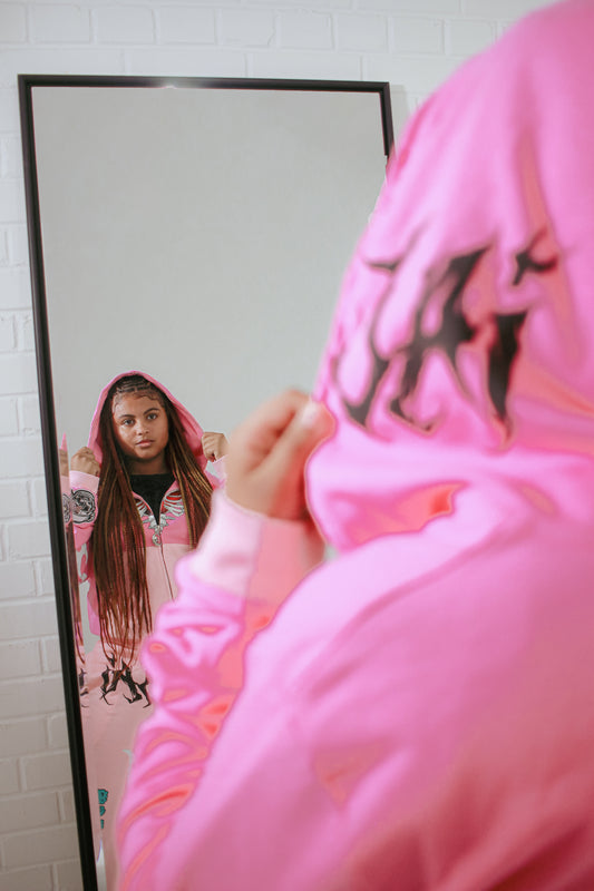 2 Tone Pink Full-Zip "Caged Heart" Jacket