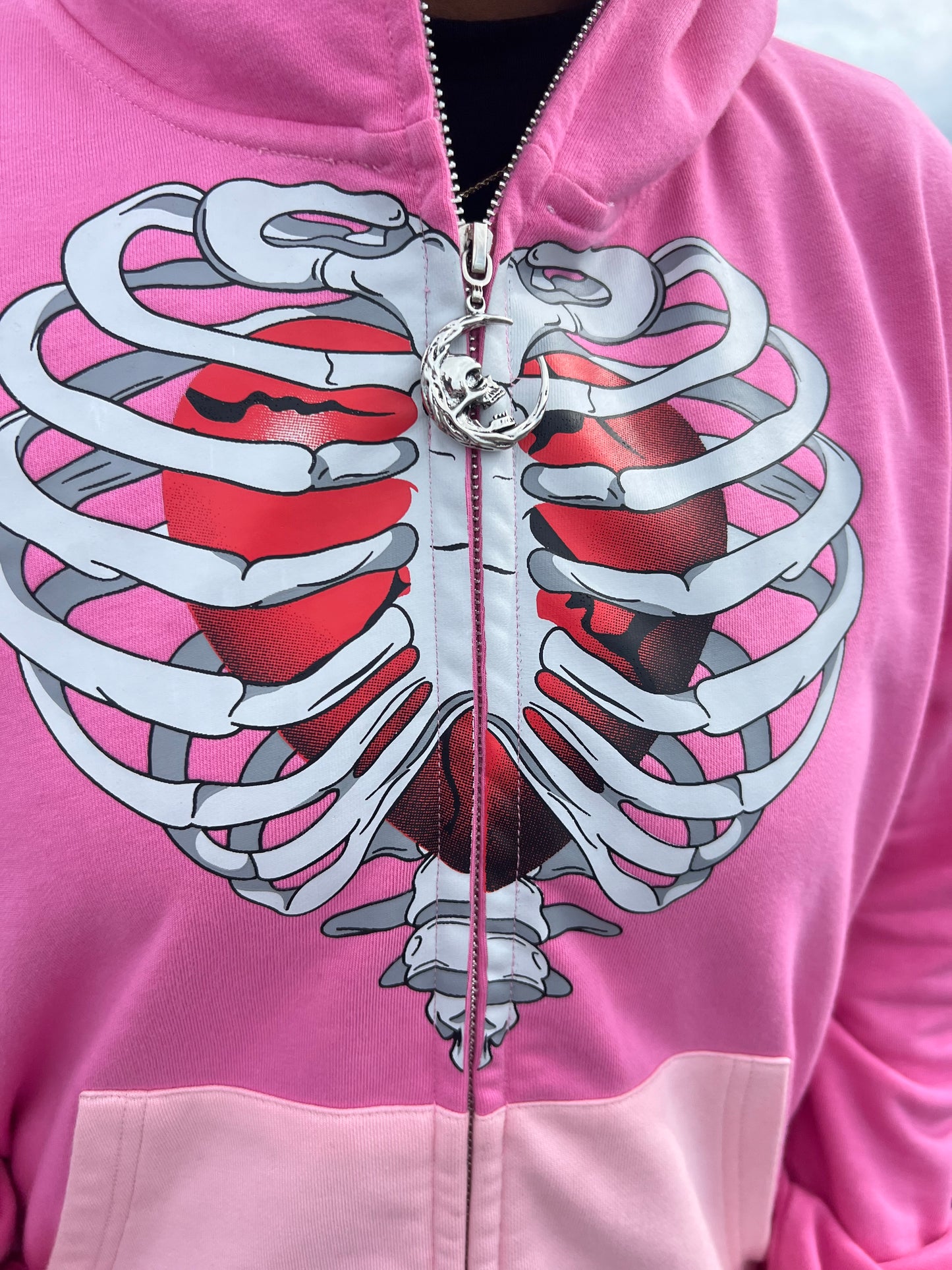 2 Tone Pink Full-Zip "Caged Heart" Jacket